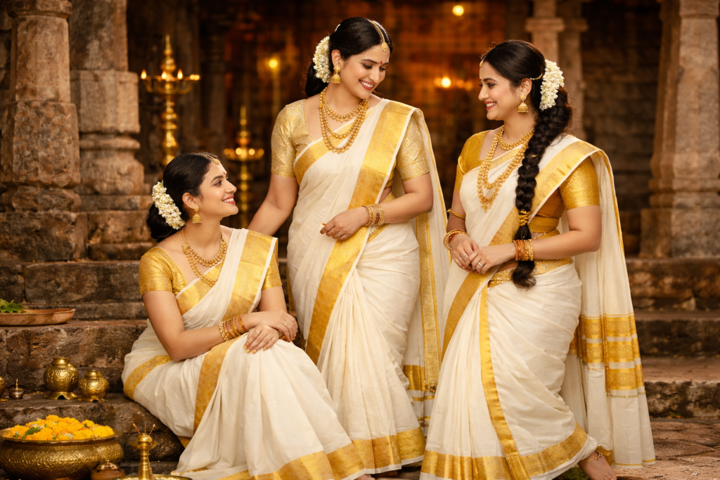 Kasavu Saree Kerala Traditional Handloom Of India