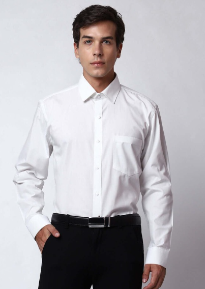 Man wearing plain white formal shirt with classic office style look