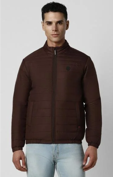premium brown winter jacket for men with modern quilted design